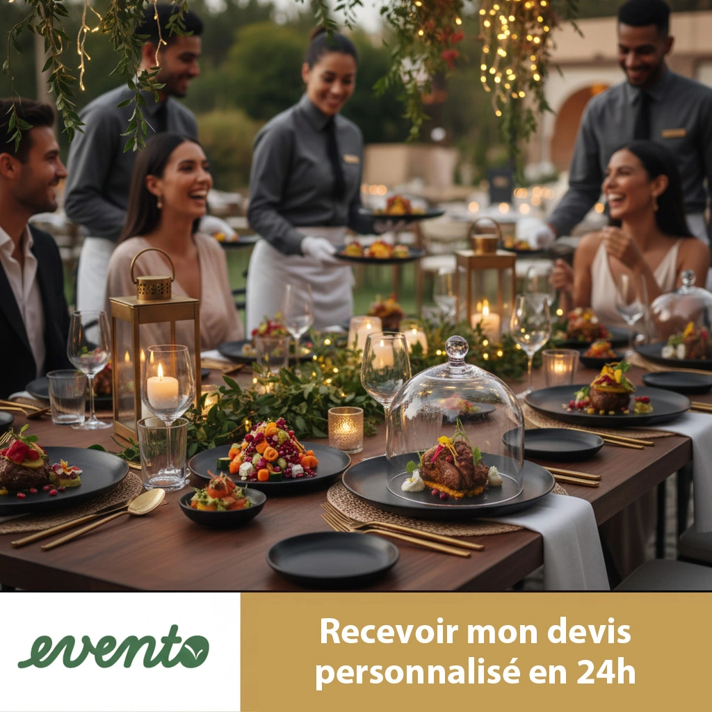 Service traiteur haut de gamme lors d'un mariage à Marrakech